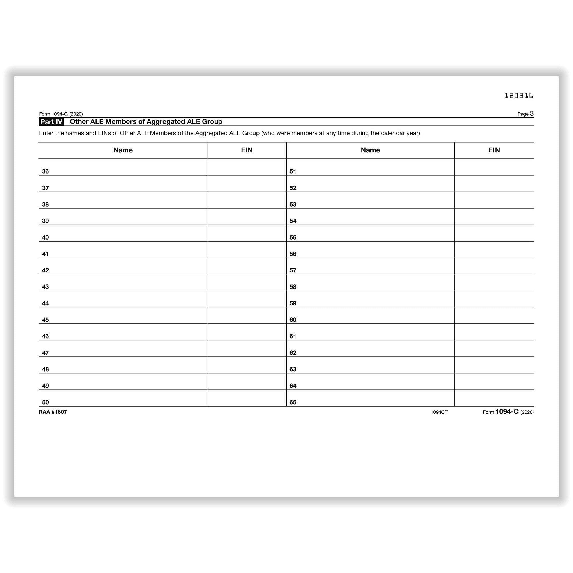 1094 C Transmittal Of Employer Provided Health Insurance 1095c Coverage Info Returns 3 Sheets Form 100 Forms Pack