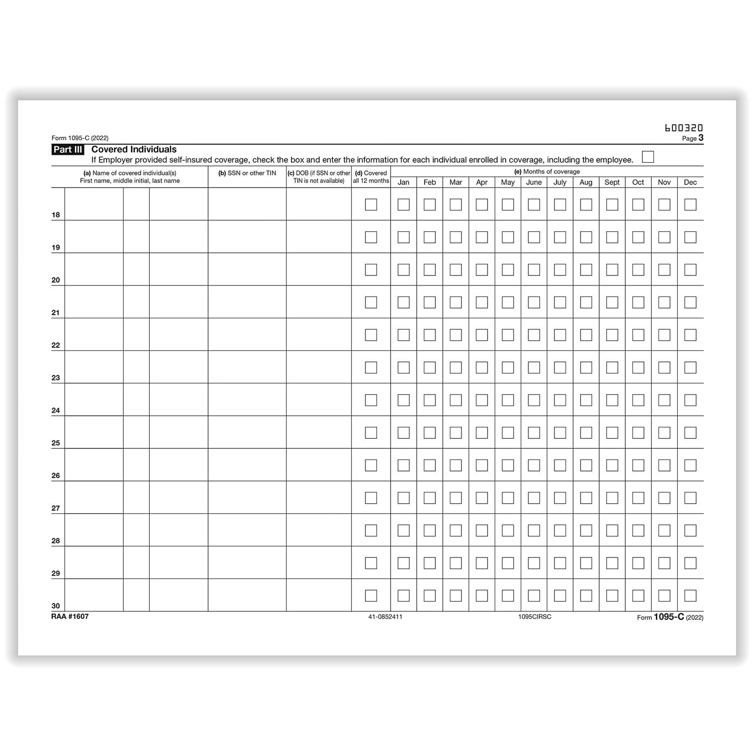 1095C IRS EmployerProvided Health Insurance Offer and Coverage