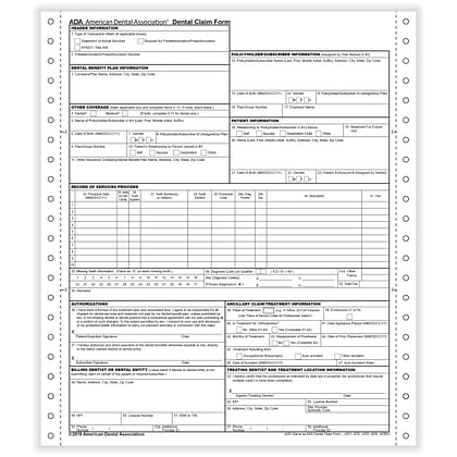 Attending Dentist's Statement (2019), ADA Dental Claim Form 2-Part ...