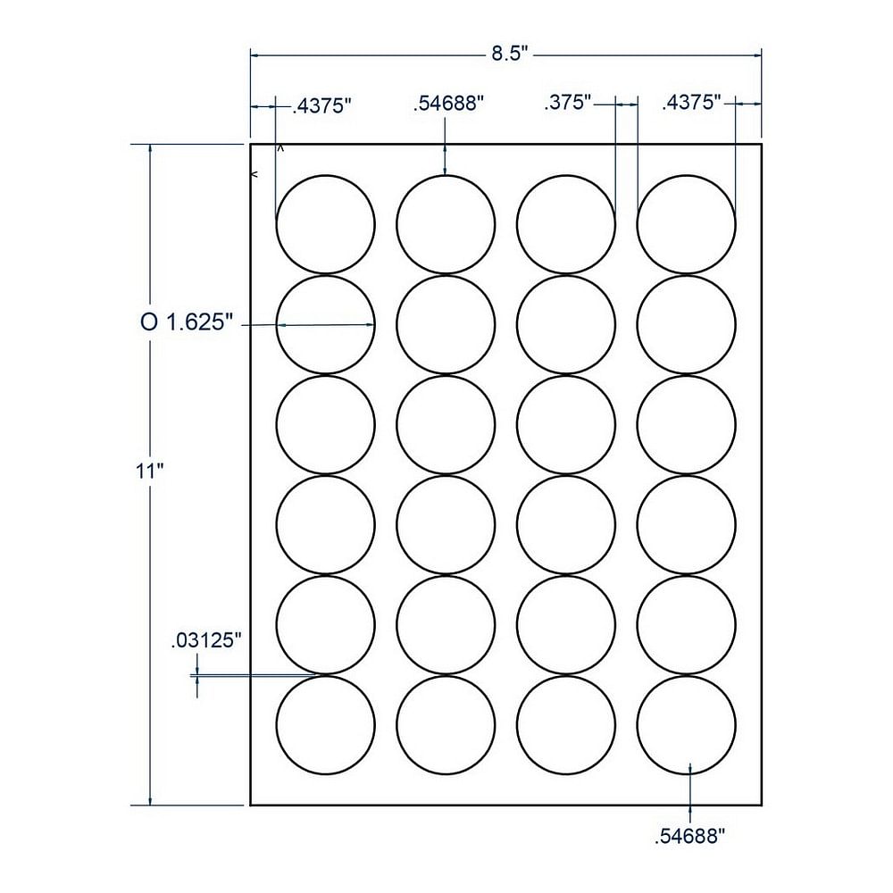 Feat flexible Incorporate 1.625" x 1.625" White Circle Label, 24 Labels per Sheet (100 Sheets per  Carton)