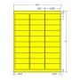 2.625" x 1" Fluorescent Yellow Laser Printer Address Label, 30 Labels per Sheet (100 Sheets per Carton)