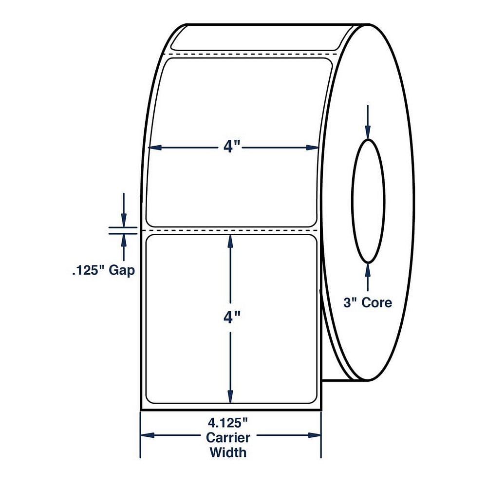 4 X 4 White Direct Print Thermal Labels No Perforation 1500 Per Roll 4 Rolls Per Carton