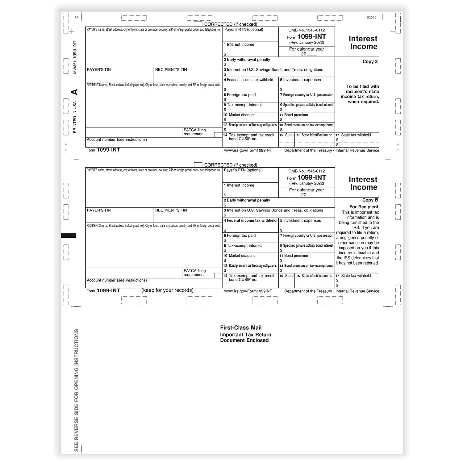 Tfp 11 1099 Int Copy B Z Fold Simplex Pack Of 500 4114