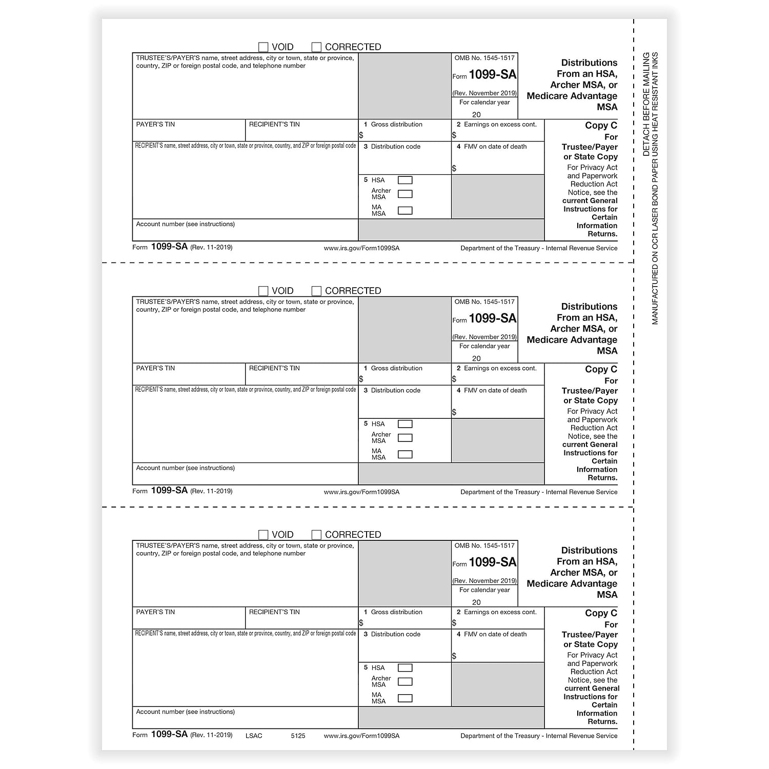 1099-SA Distribution From a HSA, Archer MSA or Medicare Advantage MSA ...