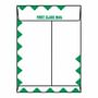 Open End First Class Catalog Envelopes, 10" x 13", 25#, Green Diamond Border, White Paper/Poly/Paper, 'First Class Mail' on Face & Fla