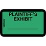 Legal Exhibit Labels, Green Plaintiff's Exhibit Labels, 1-5/8" X 1" (Pack of 252 Labels)