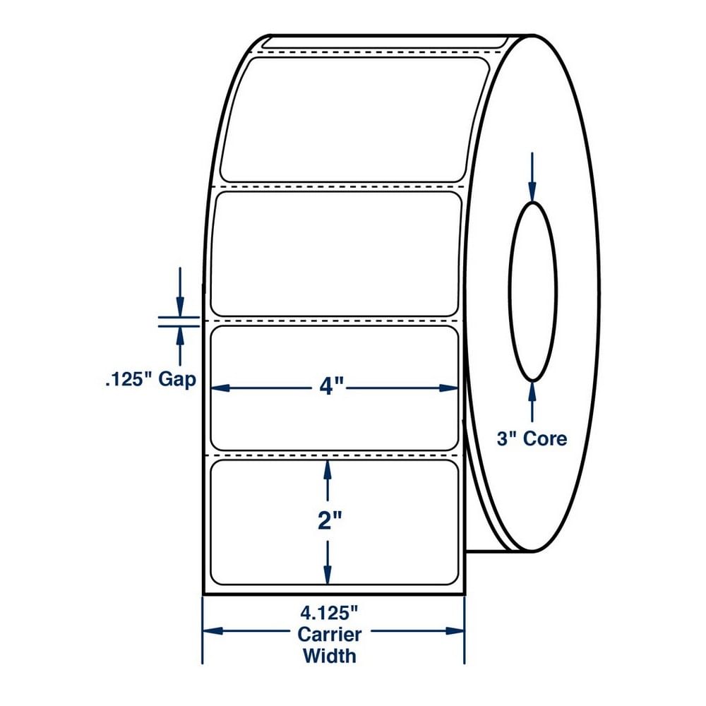 4" x 2" Thermal Transfer Labels, Aggressive Adhesive. (2,900 Labels per