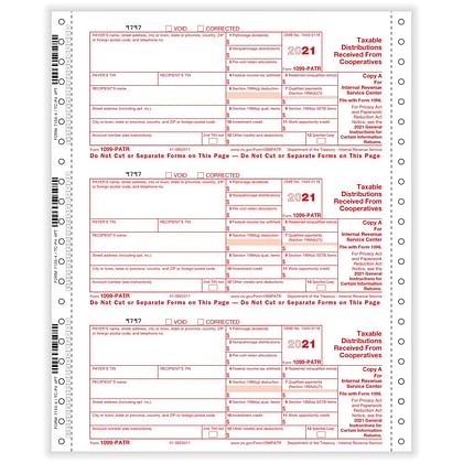 1099-PATR Patronage 4-part 1-wide Carbonless (200 Mailers/Box)