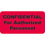 HIPAA Labels, CONFIDENTIAL For Authorized Personnel - Red 2" X 1" (Roll of 500)