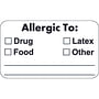 Allergy Warning Labels, ALLERGIC TO: - White, 1-1/2" X 7/8" (Roll of 250)