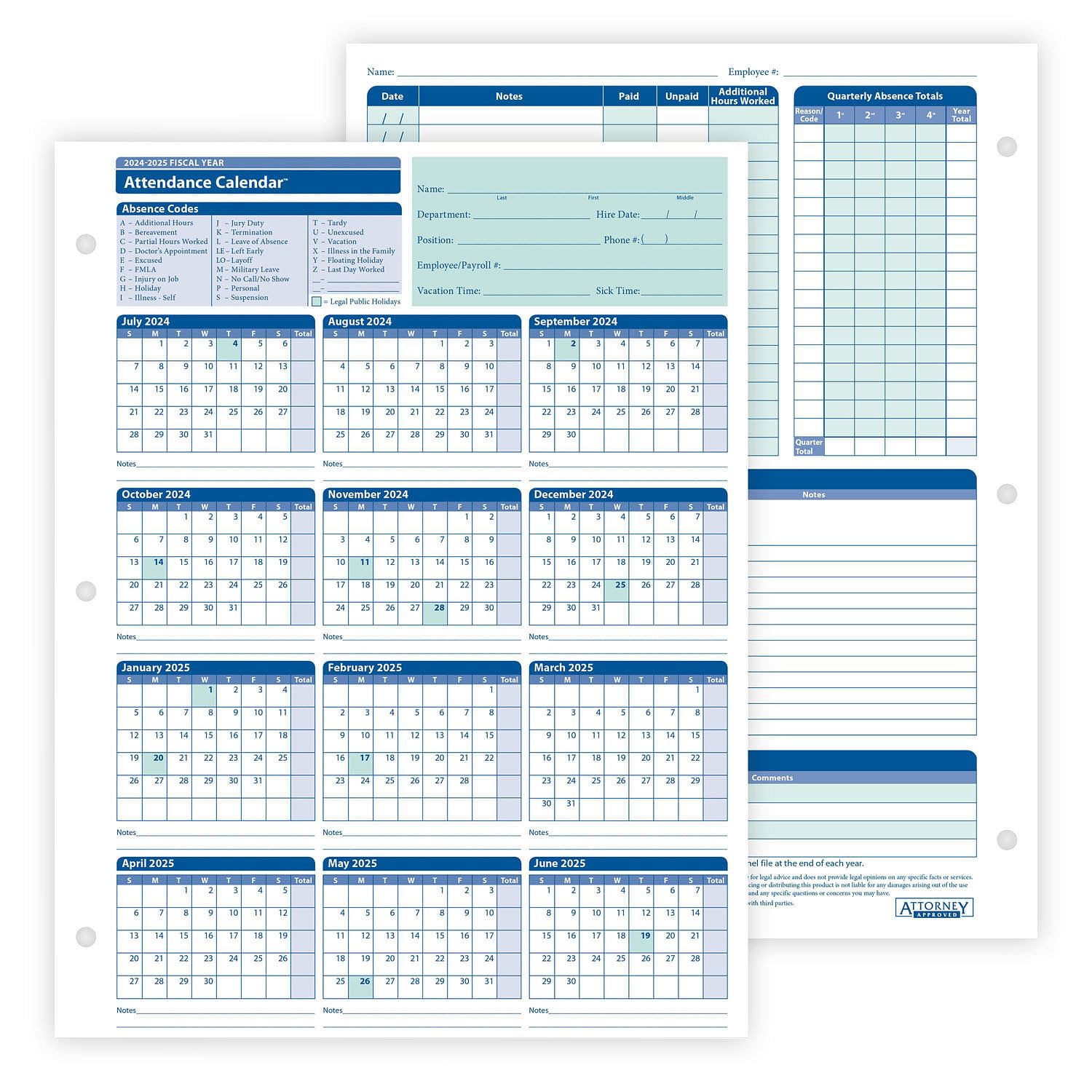 Free Printable 2024 Employee Attendance Calendar Pdf Usa Printable