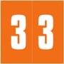 Ames Compatible "3" Numeric Labels, Laminated Stock, 1-7/8" X 1-7/8" Individual Numbers - Roll of 1000
