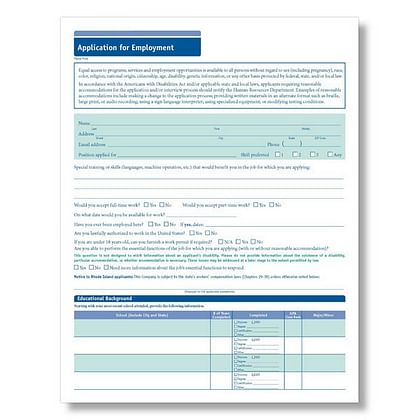 ComplyRight Job Application Short Form, 8-1/2