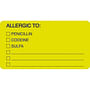 Allergy Warning Labels, ALLERGIC TO: - Fl Chartreuse, 3-1/4" X 1-3/4" (Roll of 500)