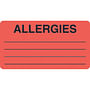 Allergy Warning Labels, ALLERGIES - Fl Red, 3-1/4" X 1-3/4" (Roll of 500)