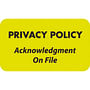 HIPAA Labels, PRIVACY POLICY Acknowledgement On File - Fl Chartreuse, 1-1/2" X 7/8" (Roll of 250)