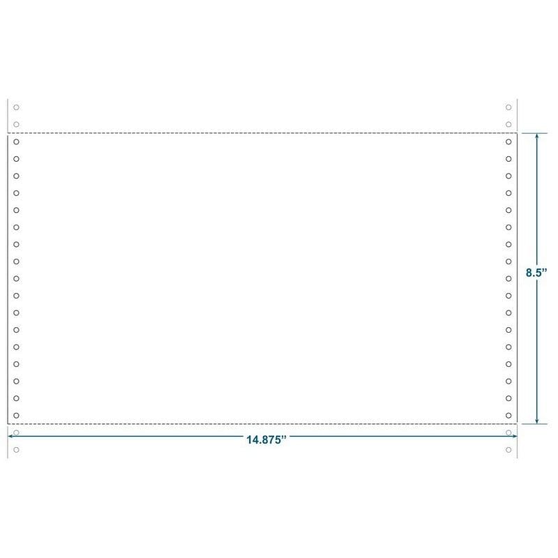 12 x 8-1/2 (W x H) Continuous 18# Computer Paper, Blank (Carton of 2800)