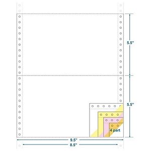 9 1/2 x 5 1/2 3 Part (White/Canary/Pink) Continuous Feed