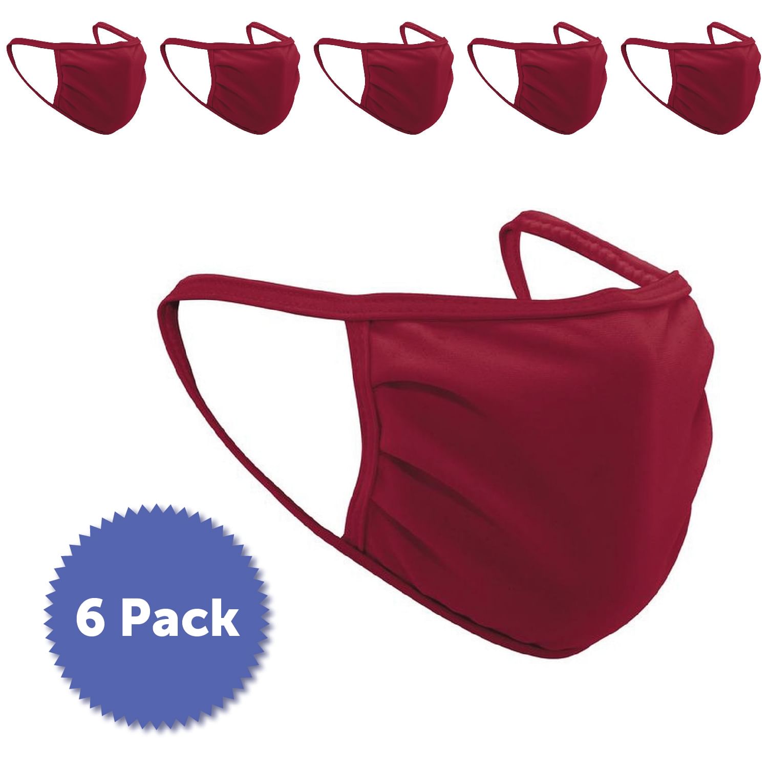 3Ply Cloth Face Mask, Cardinal Red, Polyester Fabric & Poly Spandex