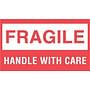 3" x 5" White/Red Fragile Handle With Care Labels (500 per Roll)
