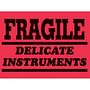 3" x 4" Black/Fluorescent Red Fragile Delicate Instrument Labels (500 per Roll)