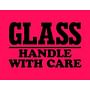 3" x 4" Black/Fluorescent Red Glass Handle With Care Labels (500 per Roll)