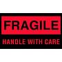 3" x 5" Black/Fluorescent Red Fragile Handle With Care Labels (500 per Roll)