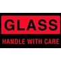 3" x 5" Black/Fluorescent Red Glass Handle With Care Labels (500 per Roll)