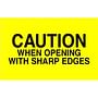 3" x 5" Caution When Opening with Sharp Edges Labels (500 per Roll)