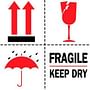 4" x 4" Fragile Keep Dry Labels (500 per Roll)