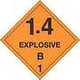4" x 4" 1.4 Explosive B D.O.T. Class 1 Hazard Labels (500 per Roll)