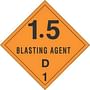 4" x 4" 1.5 Blasting Agent D D.O.T. Class 1 Hazard Labels (500 per Roll)