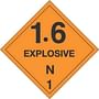 4" x 4" 1.6 Explosive N D.O.T. Class 1 Hazard Labels (500 per Roll)