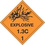 4" x 4" Explosive 1.3C D.O.T. Class 1 Hazard Labels (500 per Roll)