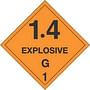 4" x 4" 1.4 Explosive G D.O.T. Class 1 Hazard Labels (500 per Roll)