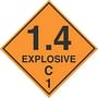 4" x 4" 1.4 Explosive C D.O.T. Class 1 Hazard Labels (500 per Roll)