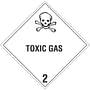 4" x 4" Toxic Gas D.O.T. Class 2 Hazard Labels (500 per Roll)