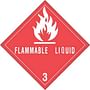 4" x 4" Flammable Liquid D.O.T. Class 3 Hazard Labels (500 per Roll)