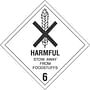 4" x 4" Harmful Stow Away from Foodstuffs D.O.T. Class 6 Hazard Labels (500 per Roll)