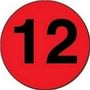 3" Diameter Number 12 Circle Labels (500 per Roll)