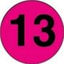 4" Diameter Number 13 Circle Labels (500 per Roll)