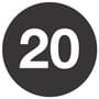 4" Diameter Number 20 Circle Labels (500 per Roll)