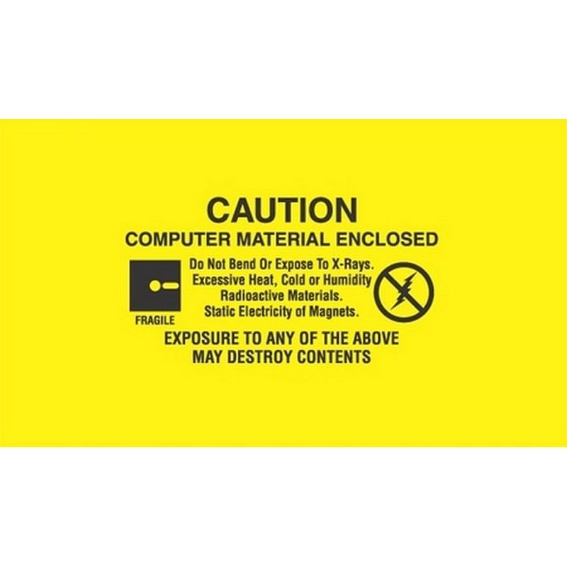 500 per Roll 1-1/2 x 3 Caution Computer Material Enclosed Labels 