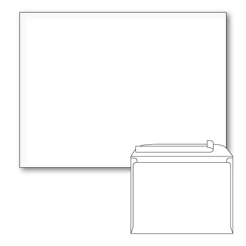 White Booklet Envelopes, White Wove, 28 lb, Peel & Seal. Size: 10