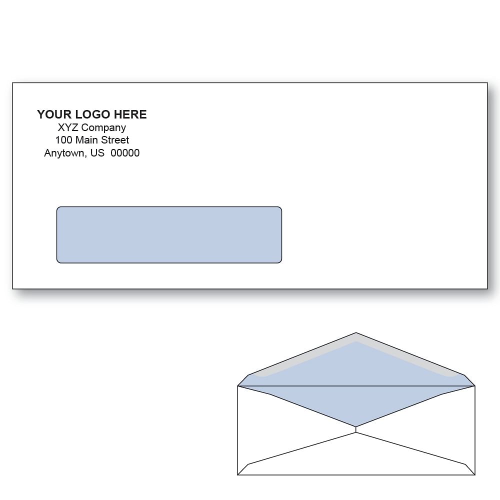 Custom Printed #10 Window Envelopes with Blue Tint, 4-1/8