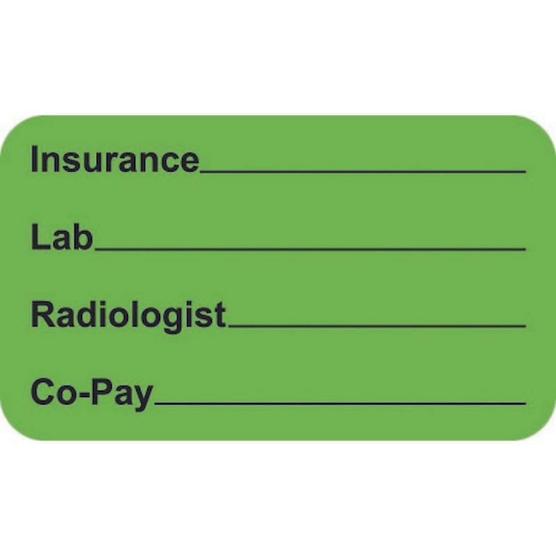 Insurance Labels, Insurance_Lab_Radiologist_CoPay_ Fluorescent Green