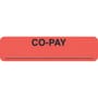 Insurance Labels, CO-PAY - Fluorescent Red , 1-1/4" X 5/16" (Roll of 500)