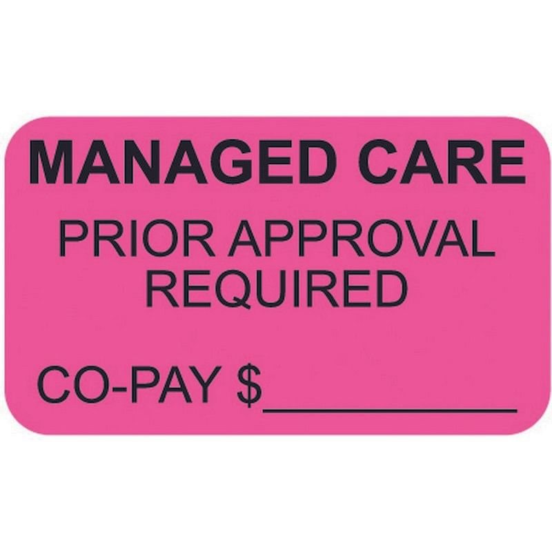 Insurance Labels, MANAGED CARE Fl Pink, 11/2&quot; X 7/8