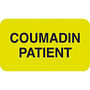 Chart Labels, COUMADIN PATIENT - Fluorescent Chartreuse, 1-1/2" X 7/8" (Roll of 250)