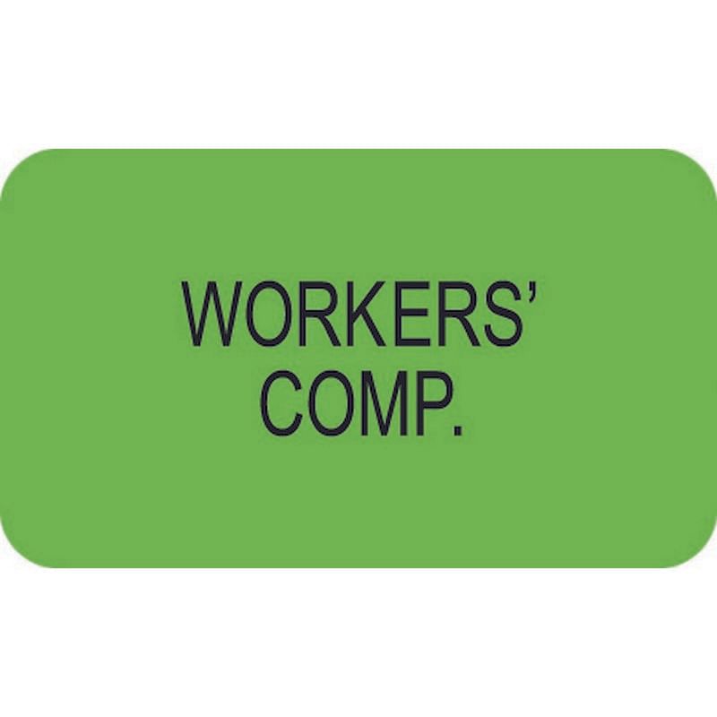 Insurance Labels, WORKERS� COMP. Fl Green, 11/2&quot; X 7/8
